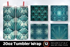 Teal Art Deco Radiance Tumbler Wrap, 20oz Skinny Tumbler Wra Product Image 1