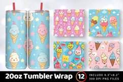 Kawaii Ice Cream Tumbler Wrap, 20oz Skinny Tumbler Wraps Product Image 1
