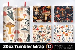 Boho Mushrooms Floral Botanical Tumbler Wrap, 20oz Skinny Tu Product Image 1