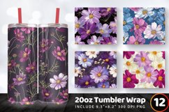 Cosmos Flowers Tumbler Wrap, 20oz Skinny Tumbler Wrap Product Image 1