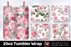 Watercolor Pink Roses Tumbler Wrap, 20oz Skinny Tumbler Wrap Product Image 1