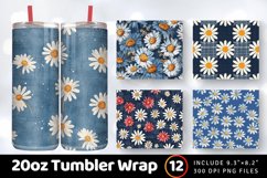 Daisies Bloom Swatches Denim Tumbler Wrap, 20oz Skinny Tumbl Product Image 1