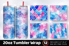 Watercolor Vibrant Blue Pink Tumbler Wrap, 20oz Skinny Tumbl Product Image 1