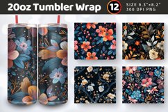 Midnight Boho Blossoms Tumbler Wraps, 20oz Skinny Tumbler Wr Product Image 1