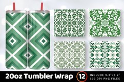 Green and White Tumbler Wrap, 20oz Skinny Tumbler Wraps Product Image 1