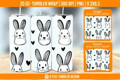 Cute Rabbit Seemless Tumbler Wrap Designs, Sublimation Wrap Product Image 1
