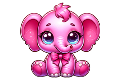 Cute Elephant Clipart - PNG File Product Image 1