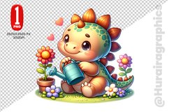Cute Dinosaur Clipart - PNG File Product Image 1
