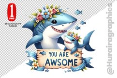 Cute Shark Clipart - PNG File Product Image 1