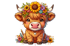 Cute Highland Cow Clipart - PNG File Product Image 1