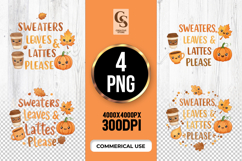 Sweaters Leaves And Lattes Clipart Sublimation PNG Product Image 1