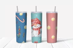 Christmas Cute Snowman Skinny tumbler wrap design Product Image 2