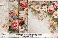 Vintage flowers digital paper Product Image 1