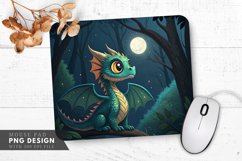 Vibrant Dragon in a Moonlit Forest Mouse Pad PNG Design Product Image 1
