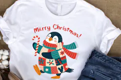 Cute Christmas Penguin Clipart, Kawaii Winter Animal Product Image 2