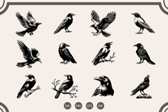 Raven svg Bundle, Halloween Crow, Dark Gothic Bird svg Product Image 1