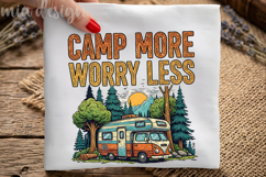 Camp More Worry Less PNG, Vintage Camper Sublimation Design Product Image 3