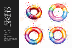 Colorful summer float rings clipart sublimation png Product Image 1