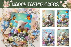 Happy Easter Card Printable, Easter Lamb Card, Lamb PNG Product Image 1