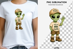 Funny Camping Alien PNG | Cute Alien Campfire Clipart Product Image 1