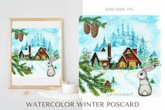 Watercolor clipart cozy home.Watercolor clipart village . Product Image 1