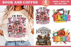 Funny Teacher Coffee Raccoon Sublimation PNG Product Image 1