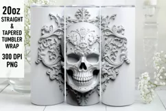 3D Skull Flowers Sublimation Tumbler Wrap | 3D Tumbler wrap Product Image 1