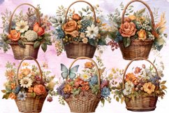 Watercolor Flower Basket Clipart Bundle, Watercolor Flower Product Image 2