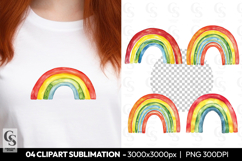 Colorful Rainbow Watercolor Kids Clipart Sublimation PNG Product Image 1