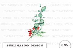 Watercolor Christmas bouquet sublimation Product Image 1