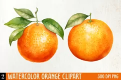Watercolor Orange Clipart, Watercolor Clipart Product Image 1