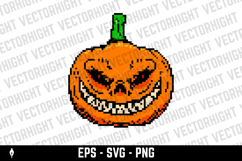 Pixel art halloween pumpkin icon isolated on white bg Product Image 1