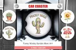 Funny Wonky Garden Mom Car Coaster Product Image 1