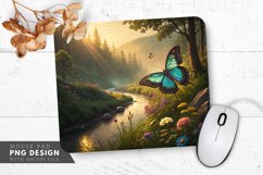 Enchanted Butterfly Nature Scene Mouse Pad PNG Design Product Image 1