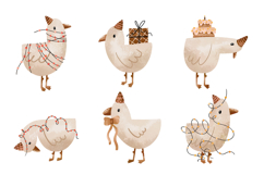 Cartoon Ducks Celebrate Birthday. Happy Birthday Goose Product Image 1