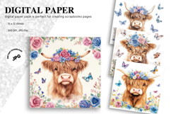 Highland Cow Background Cow Flower Vintage Wallpaper Product Image 1