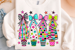 Preppy Colorful Christmas Tree Bow PNG Product Image 1