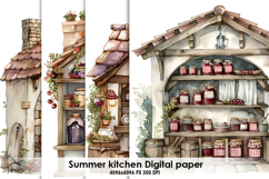 Summer kitchen digital paper, background clipart Product Image 1