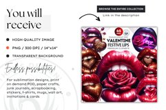 Valentine Lips Clipart - Romantic Lips, Roses sublimation Product Image 2
