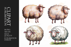 Grumpy Sheep watercolor clipart sublimation Product Image 1