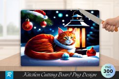 Festive Ginger Cat by the Lantern Cutting Board PNG Product Image 1