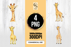 Cute Baby Giraffe Watercolor Clipart PNG Product Image 1