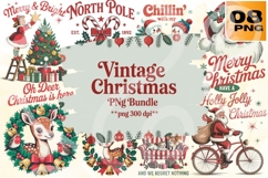 Vintage Christmas PNG Bundle - 8 Designs Product Image 1