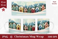 Christmas Mug Wrap Design, Christmas Houses Sublimation Mug Product Image 1