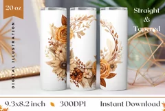 Watercolor Floral Wreath Tumbler Wrap, Wreath Sublimation Product Image 1