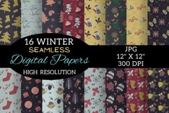 Winter Digital Paper, 70s Boho Winter Seamless Patterns Product Image 1