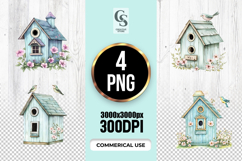 Floral Birdhouse Watercolor Clipart Sublimation PNG Product Image 1