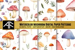 Watercolor Mushroom Digital Paper Patterns Product Image 1