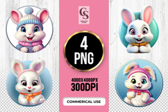 Cute Winter Bunny Clipart Sublimation PNG Product Image 1