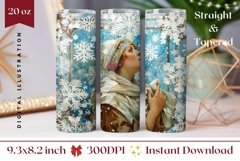 Christmas Girl Tumbler Design, Winter Forest Tumbler Wrap Product Image 1